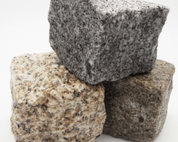 Various wet granite cobbles