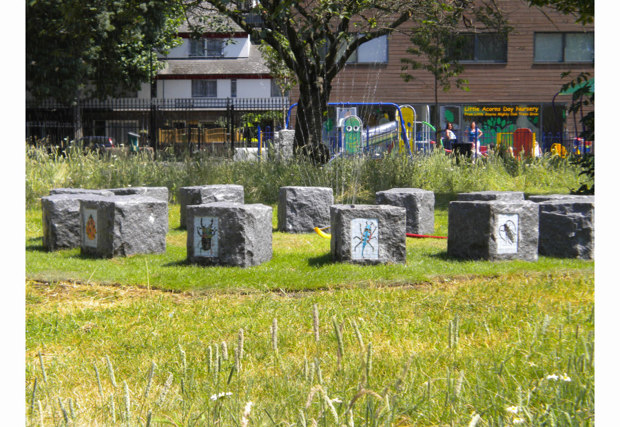 A garden with innovative use of granite blocks